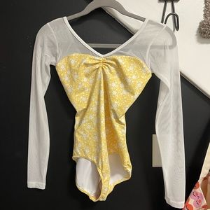Eleve “Fabiola” yellow floral leotard